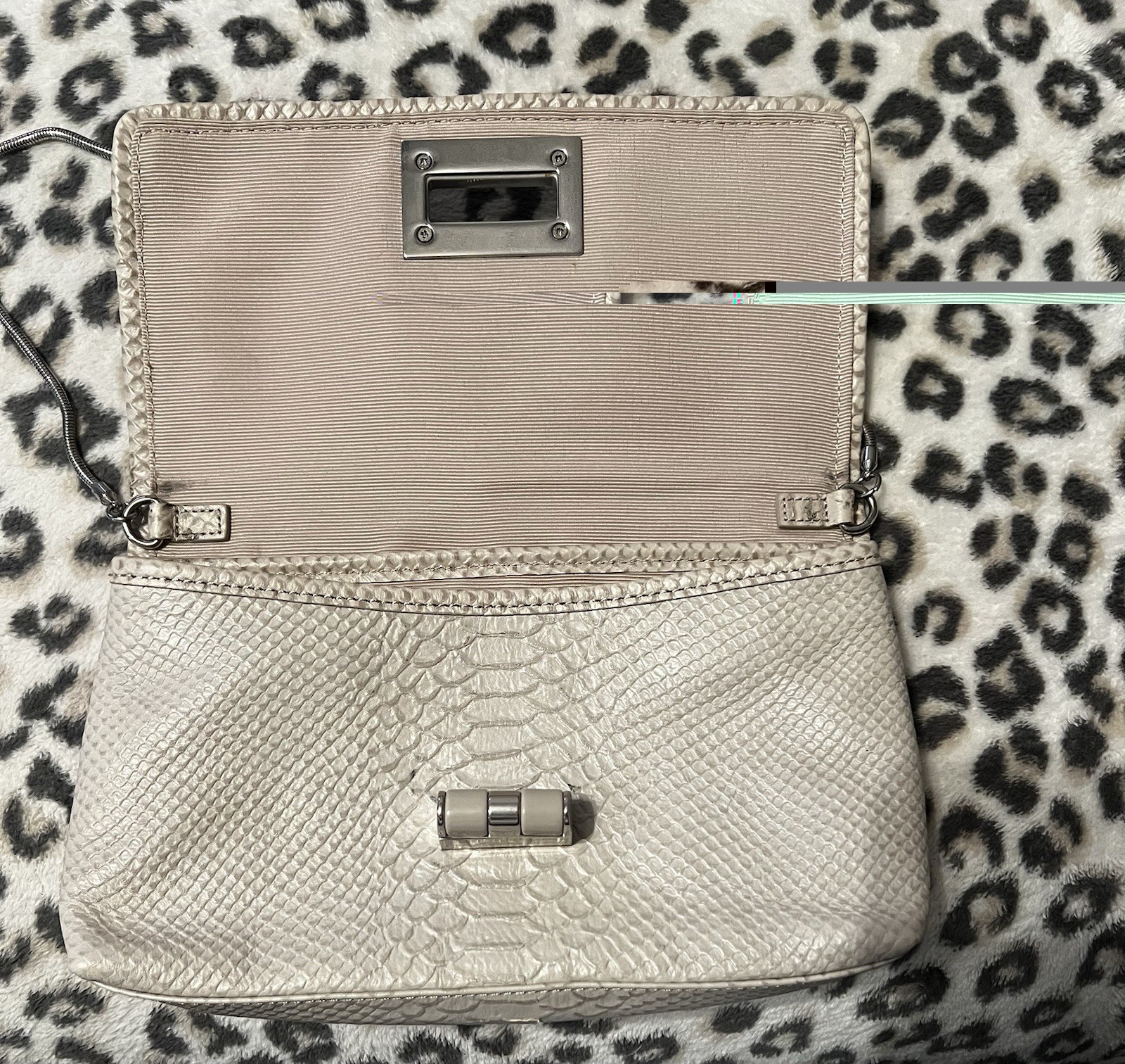 Talbots Beige Snake Effect leather purse Turn Lock