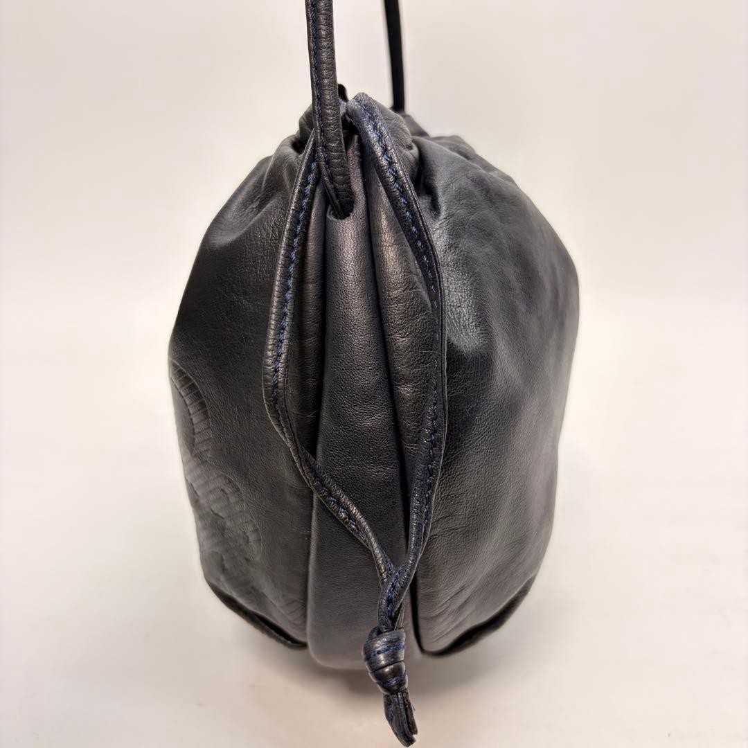 LOEWE Shoulder Bag Navy Nappa Leather Anagram Vintage Women’s Crossbody Purse