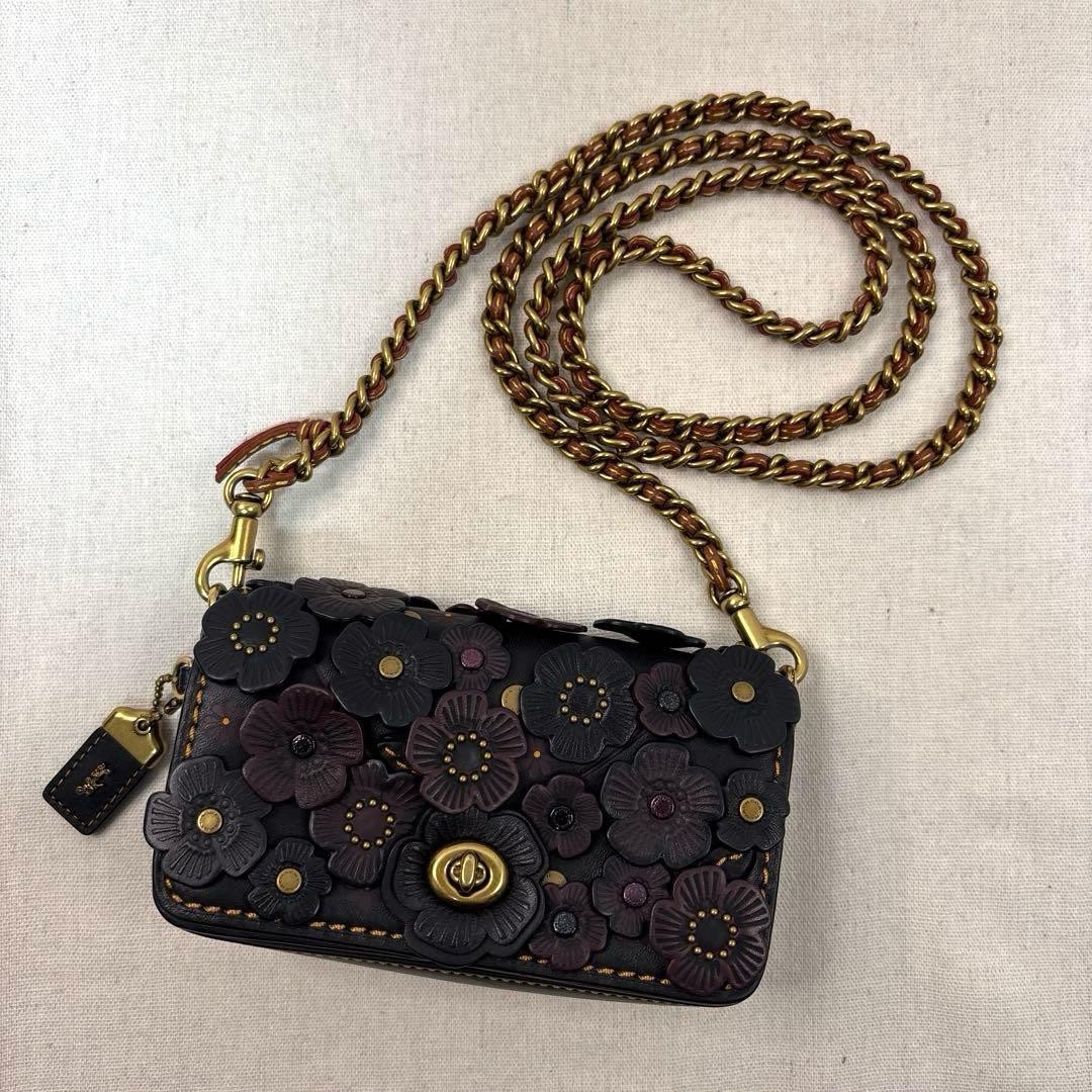COACH Shoulder Bag Dinky Tea Rose Leather 10510 Chain from Japan