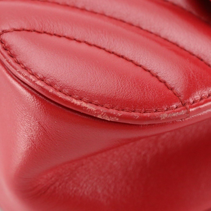 Prada Red Diagramme Quilted Leather Chain Flap Shoulder Crossbody Bag Authentic