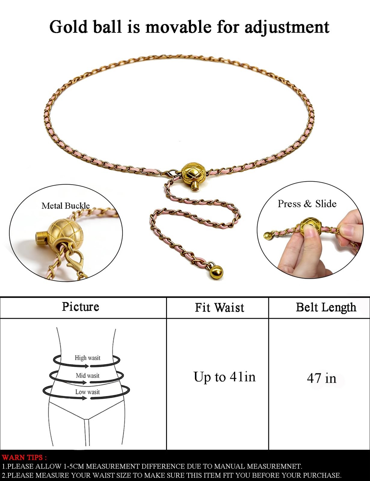 Leather Chain Belt Bag for Pink Crossbody Purse Adjustable Fanny Pack Fashion…