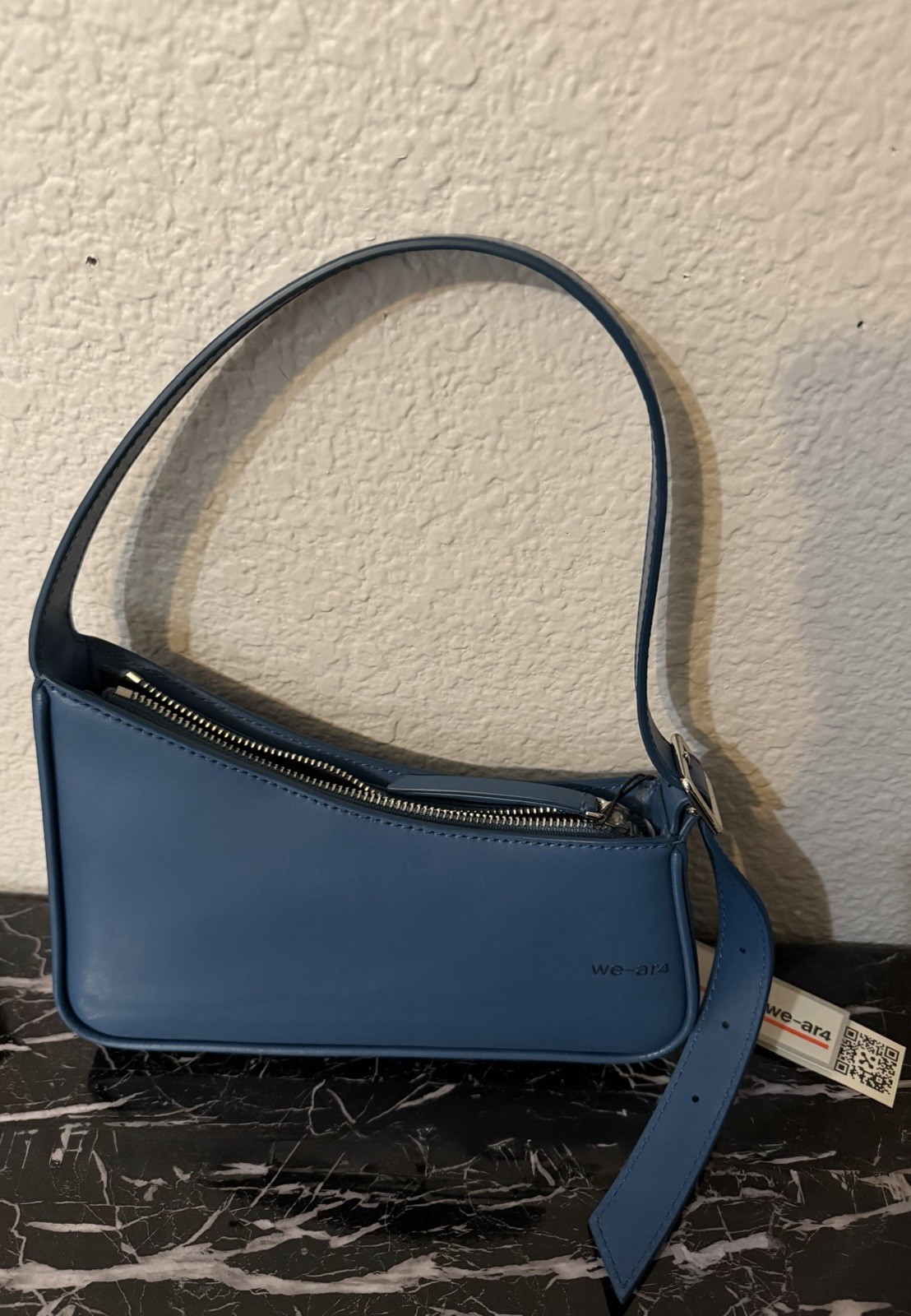 We-ar 4 Blue leather shoulder bag NWT