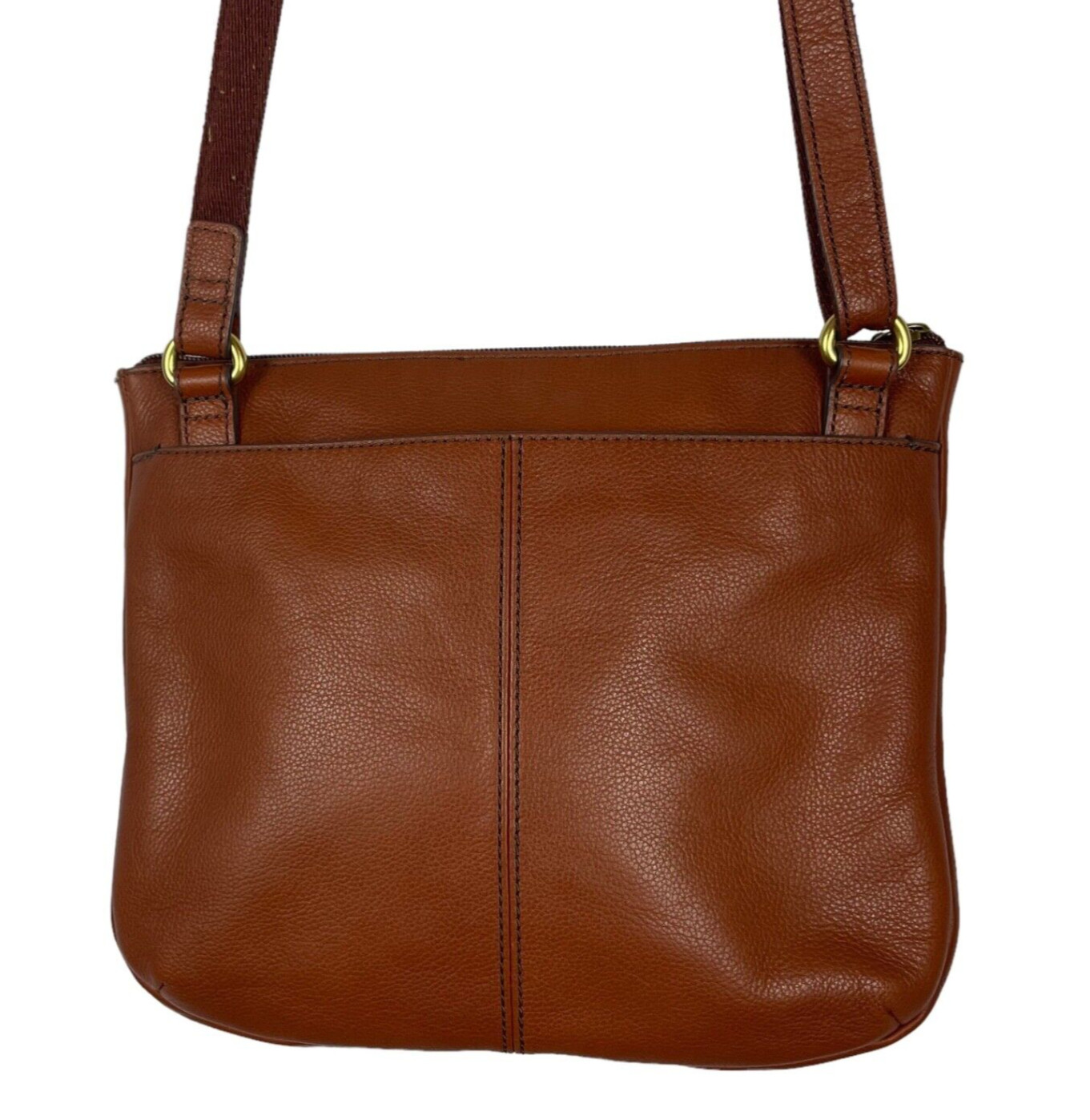 Fossil Chestnut Cowhide Pebbled Genuine Leather Adjustable Crossbody Bag Purse