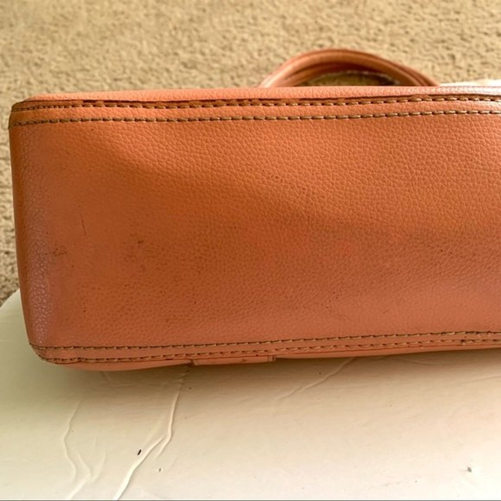 croft & barrow Peach Orange Vegan Leather Rectangle Shoulder Bag Purse