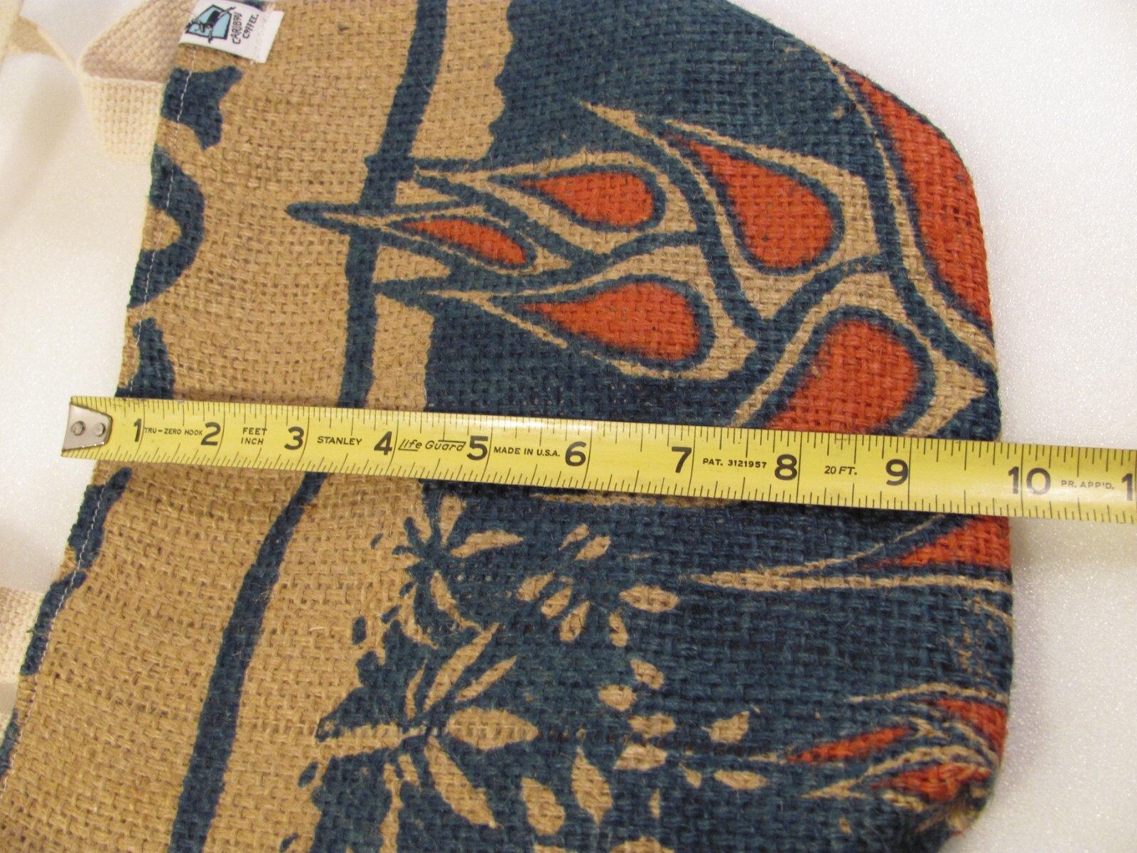 Caribou Coffee Burlap Sack Purse Womens 12 x 9 Blue Vtg Hand Book Beach Bean Bag