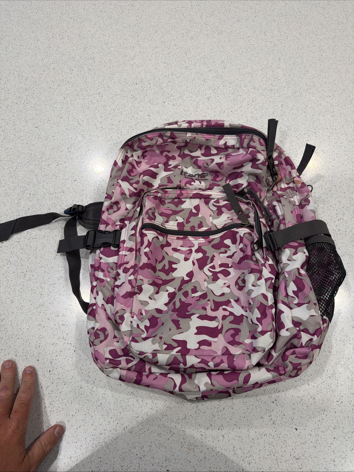 Trans by JanSport Backpack Camouflage Camo Large Expandable Pink Gray