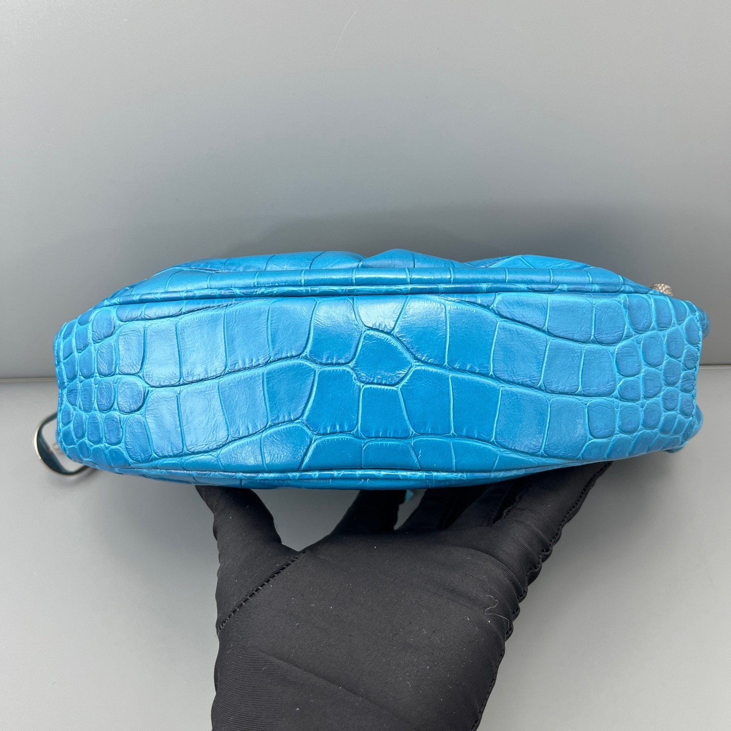 Balenciaga Le Cagole XS Studded Bright Blue Leather Shoulder Bag Y2K Authentic