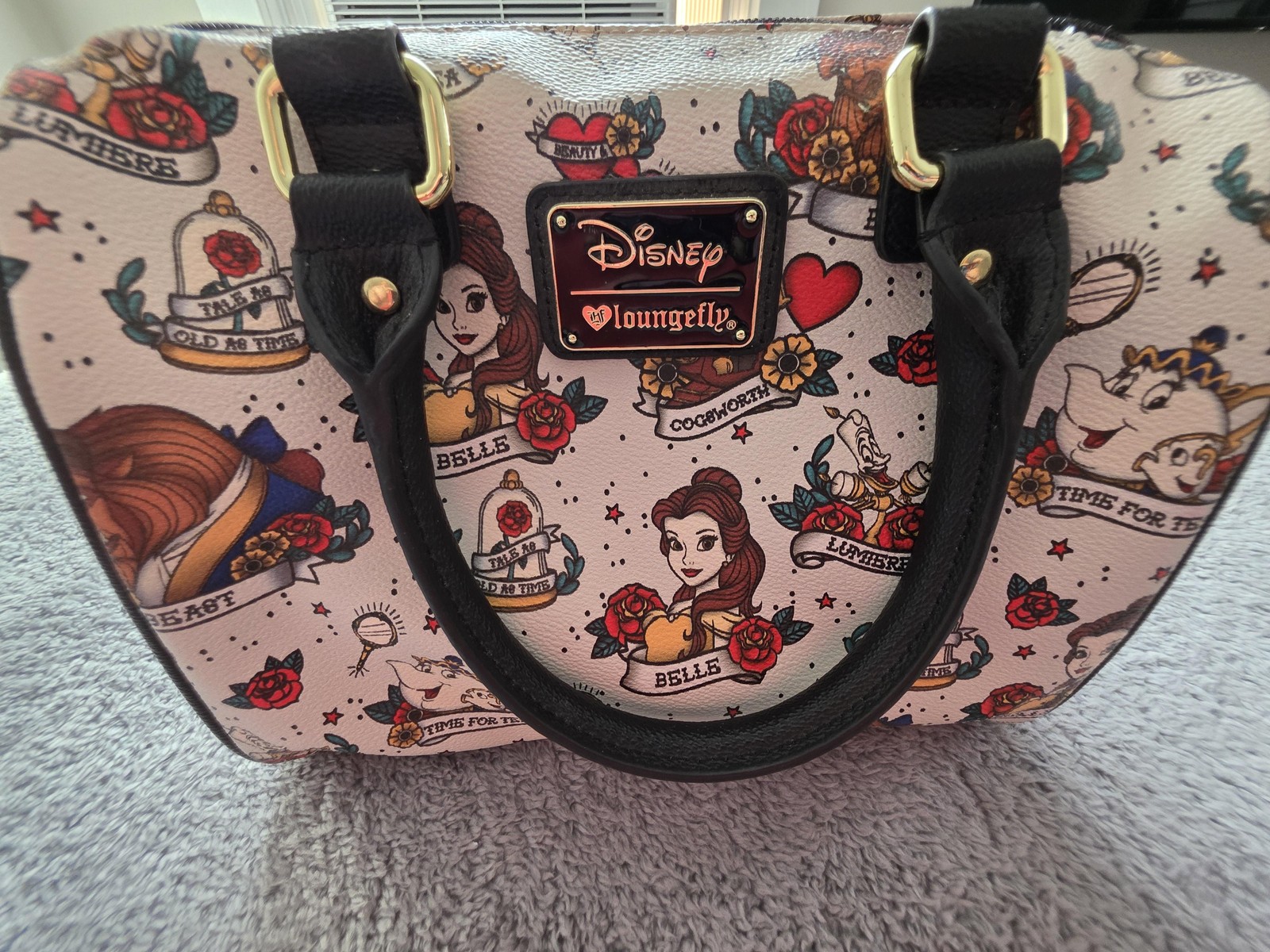 Loungefly Disney Belle Beauty & The Beast Satchel Bag Womens Purse Allover Print