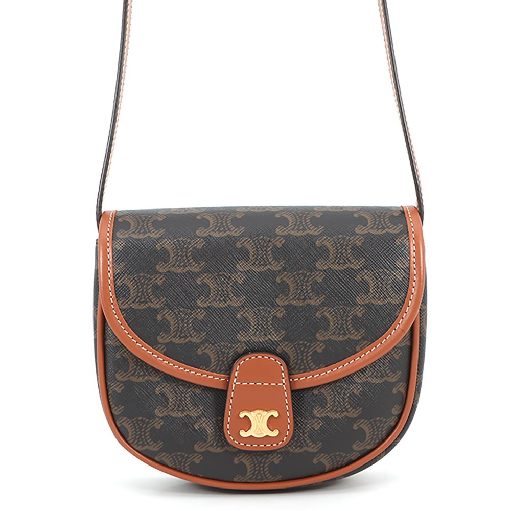 CELINE Mini Buzzas Triomphe Shoulder PVC/Leather Tan 196702BZJ.04LU