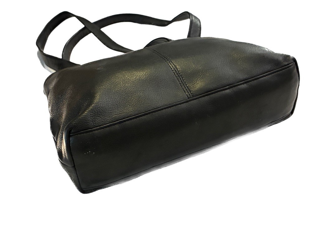 Rolfs Black Leather Shoulder Bag Minimalist 90s Vintage