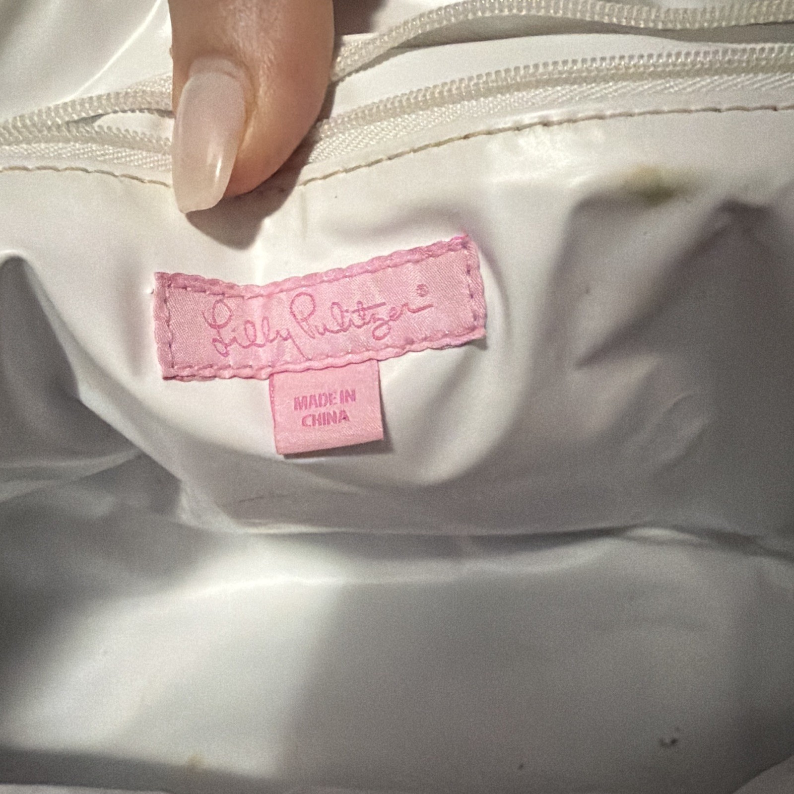 Lilly Pulitzer Striped Tote Blue/White/Pink Zip Lined Rope Handles Gold