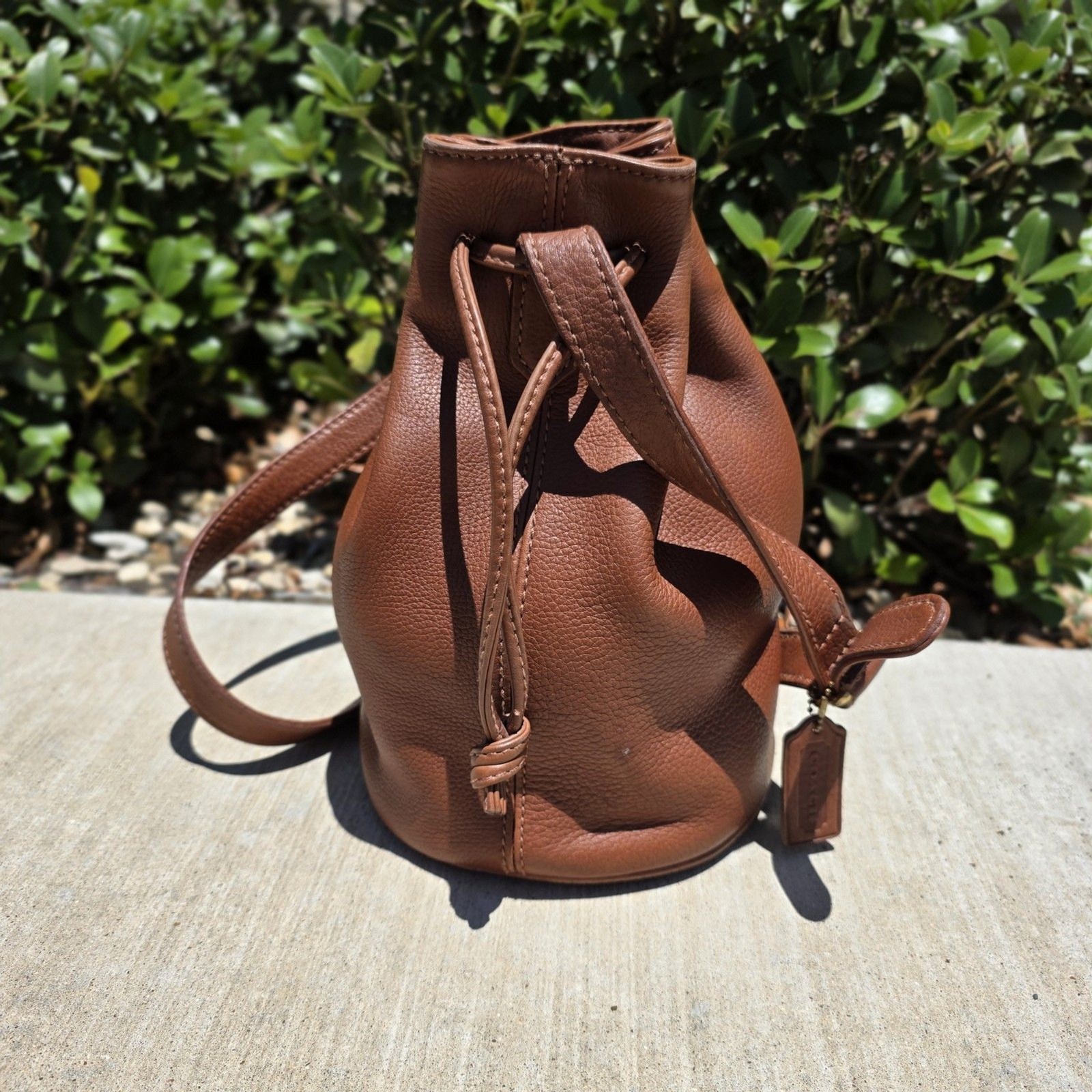 Vtg Coach 4905 Vintage Sonoma Pebbled Leather Drawstring Shoulder Bag Brown