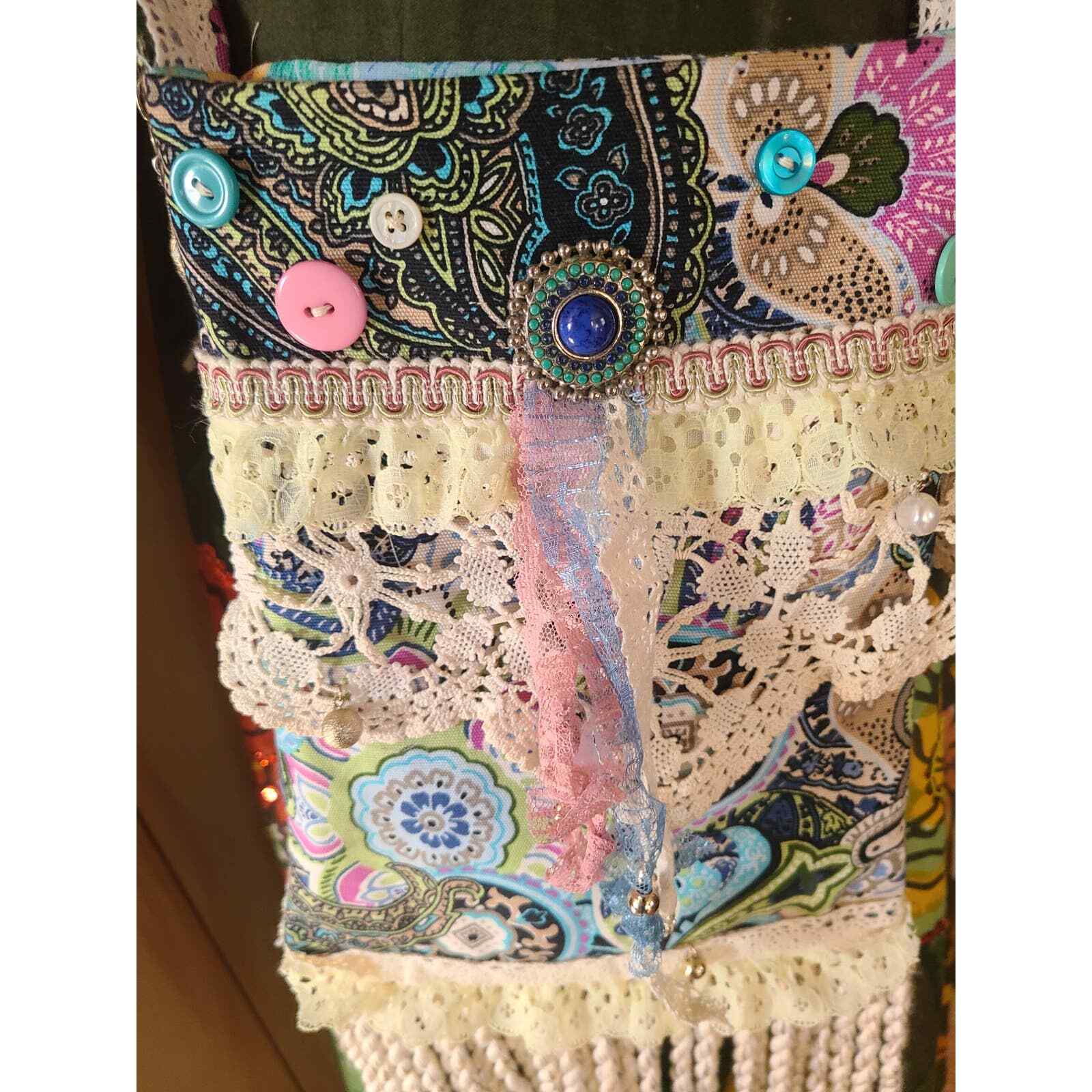 Handmade Upcycled Small Crossbody Purse Boho OOAK bag vintage Paisley