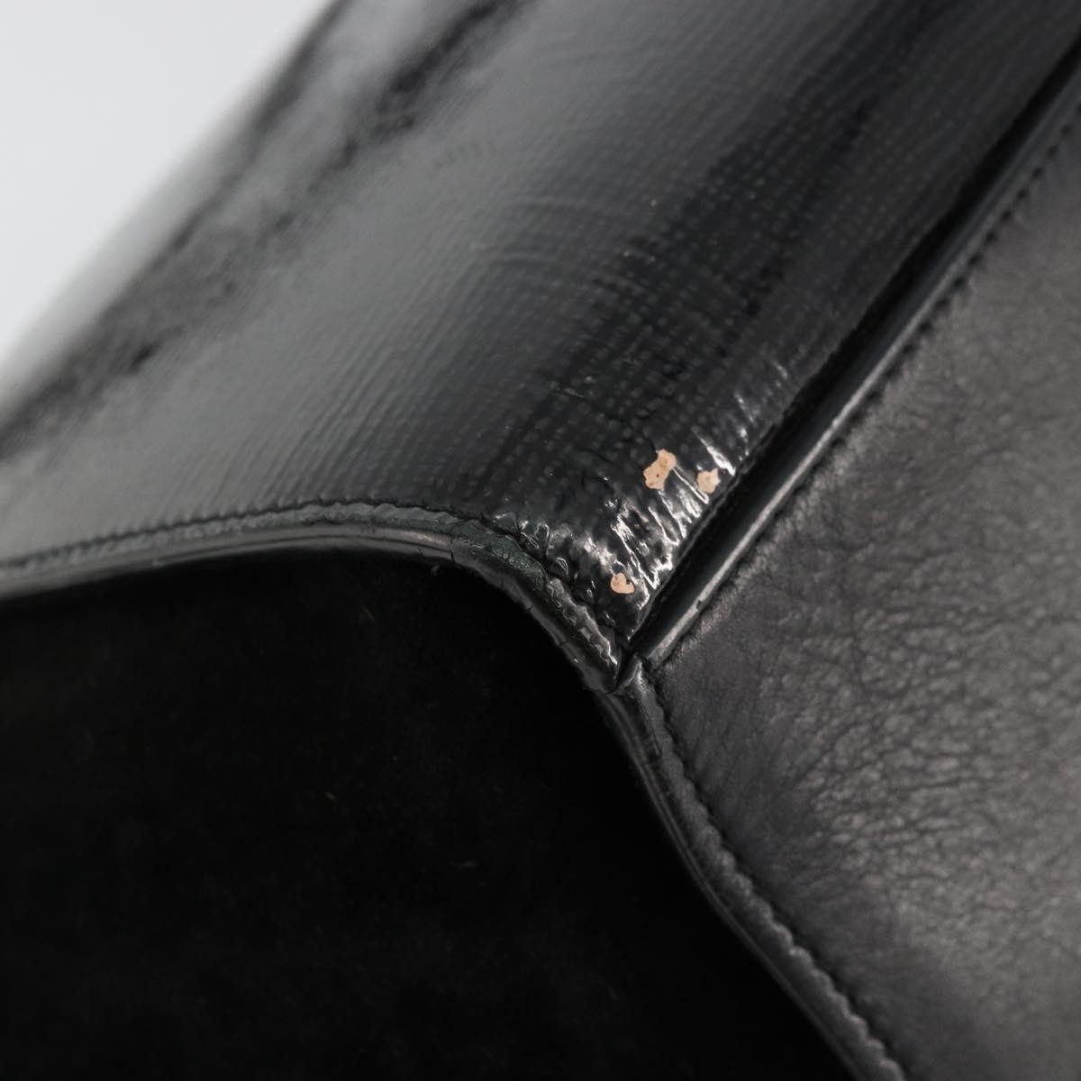 CELINE Trapeze Hand Bag Leather 2way Black Gold Auth 141011