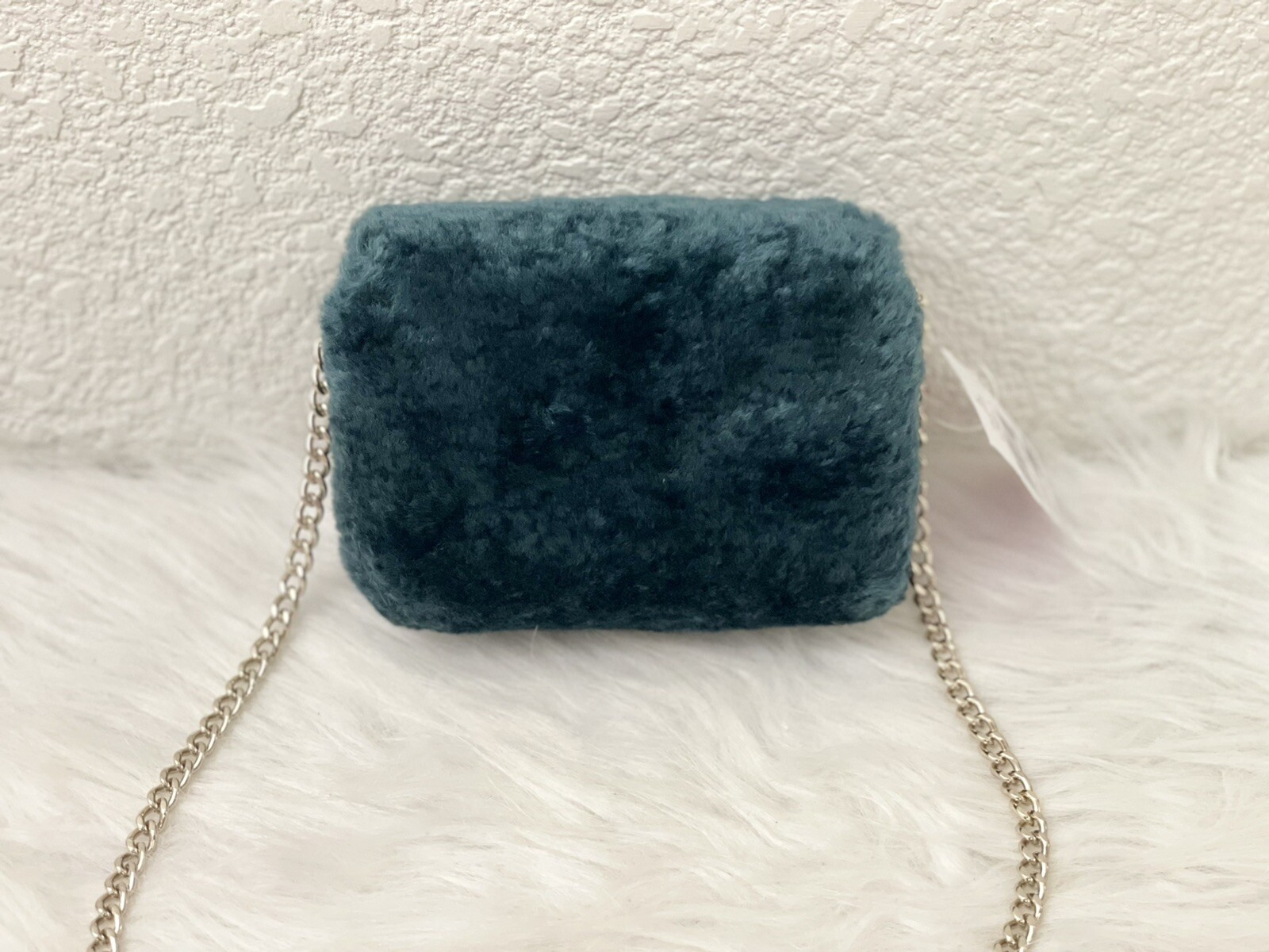 NWT Kate Spade Audrey Faux Shearling Micro Crossbody Bag- Festive PEACOCK K9280