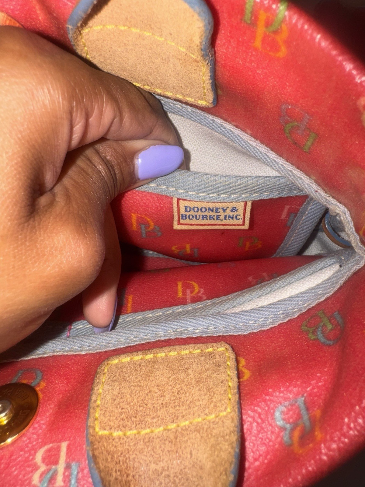 Dooney & Bourke Pink Multicolor DB Signature Tote Bag + Matching Zip Wallet Set