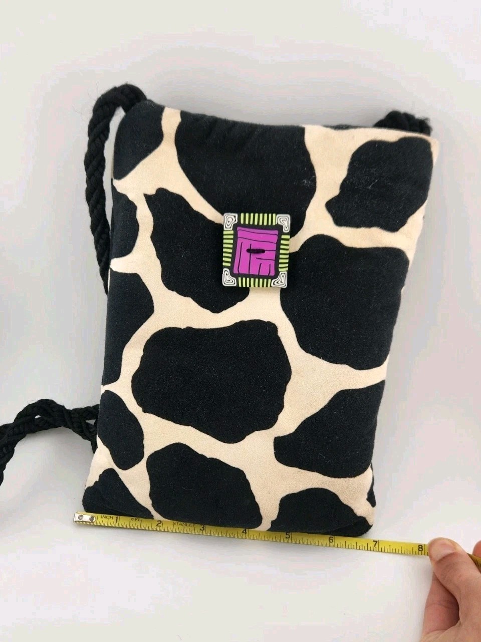 Vintage 90s Cool Bags Cow Print Crossbody, Made in USA, Funky Giraffe Pattern