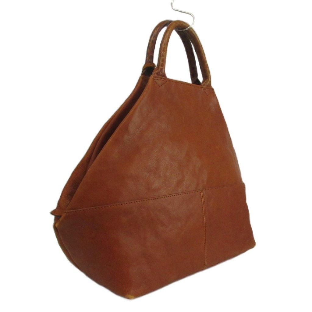 MIZBA Leather Tote Bag Brown 13x7x17.5in Ladies Vintage AB Condition