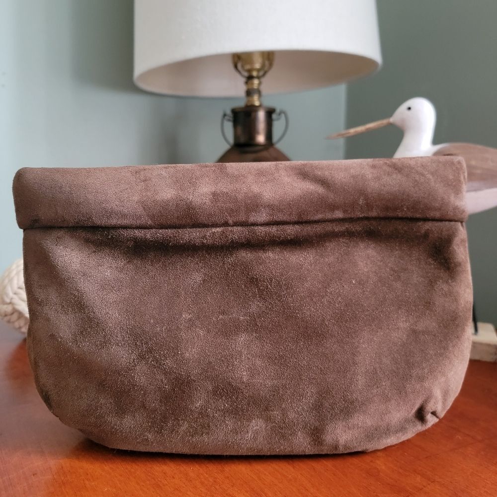 Vintage Ruth Saltz Brown Suede Pouch Clutch Purse Made in USA