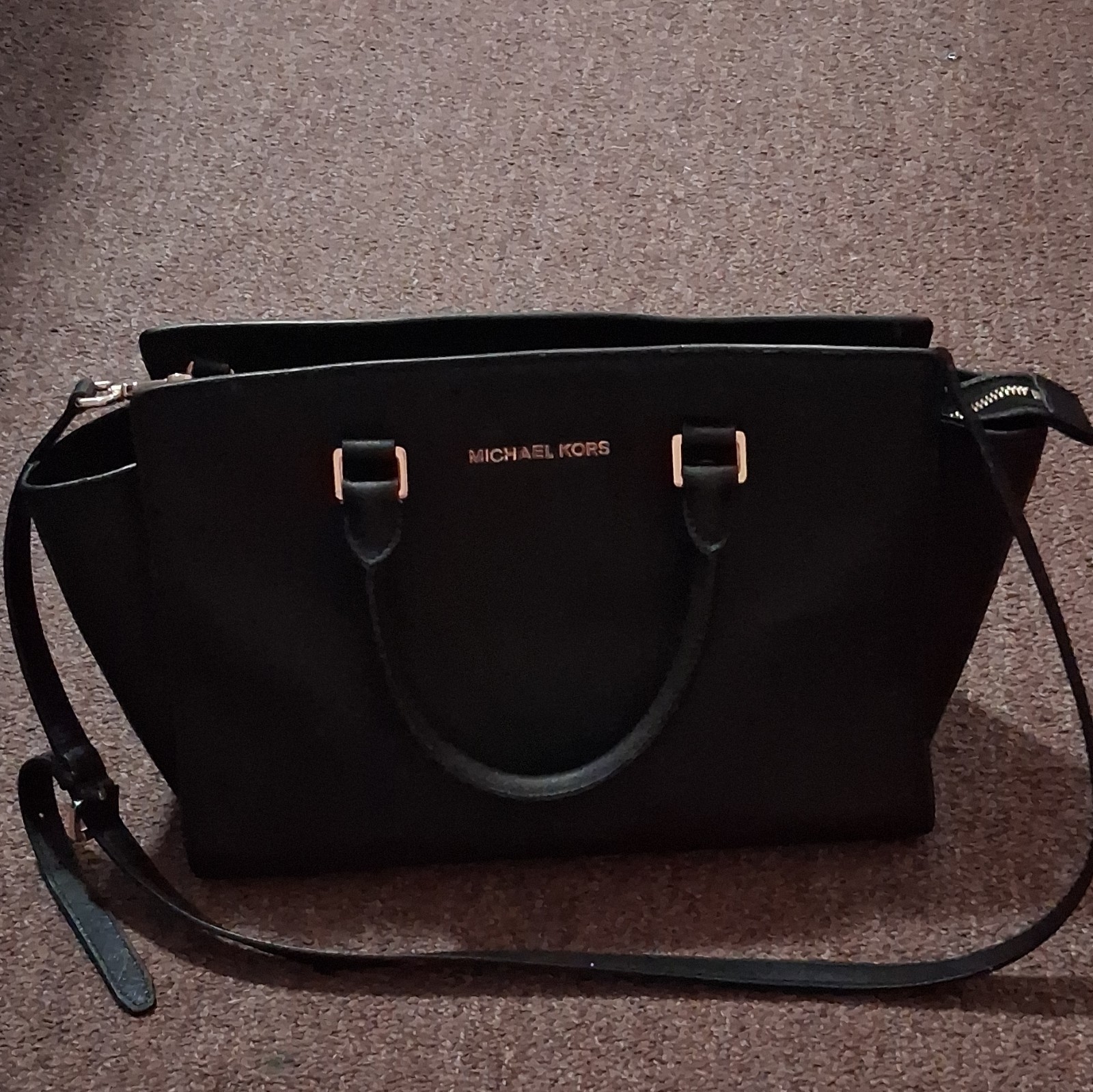 Michael Kors Selma Black Satchel Top Handle Zip w/ Detachable Crossbody Strap
