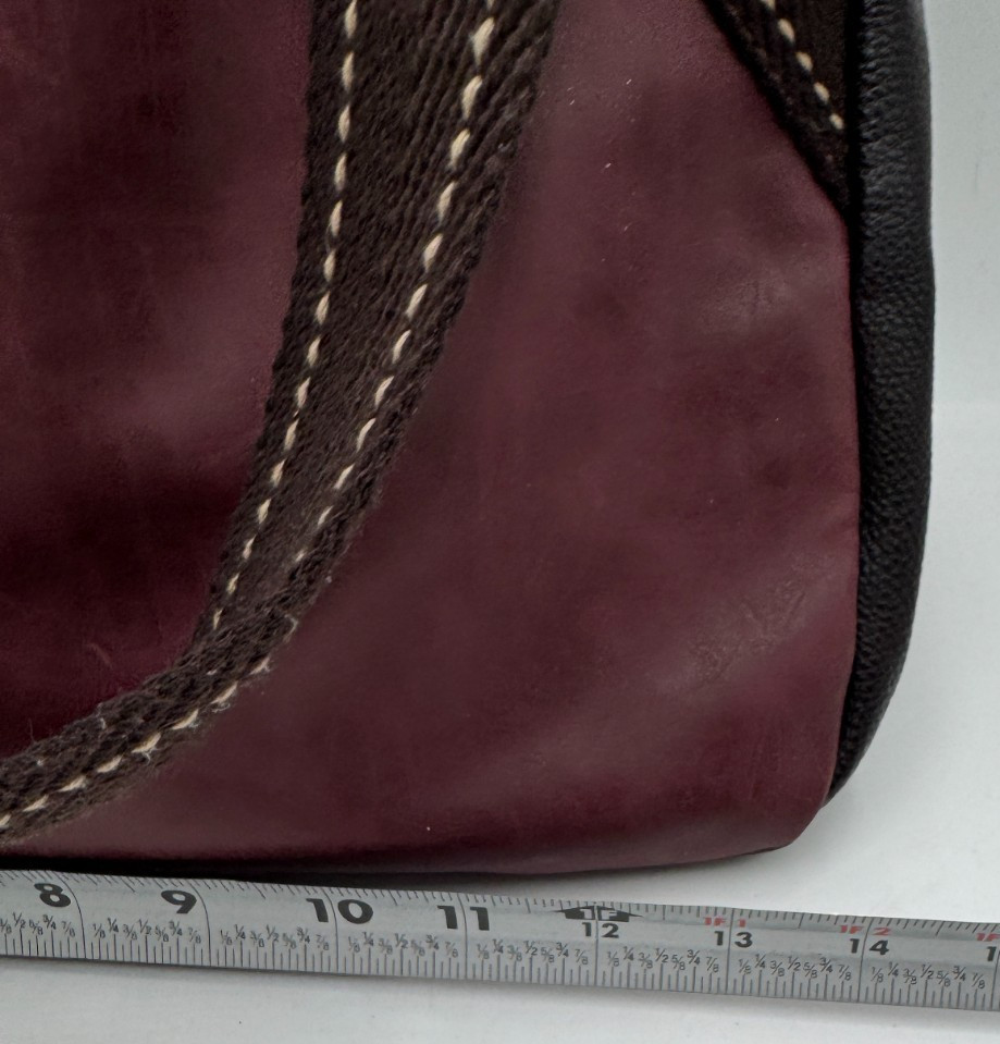 Chala Women’s Handbag Burgundy Vegan Leather Pockets Double Handle Shoulder Bag