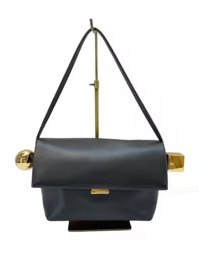 Jacquemus Le Rond Carre Shoulder Bag Lamb Leather Black Used Authentic