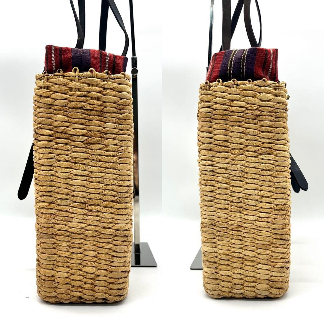 IL BISONTE Leather Basket Tote Bag Large Capacity Drawstring Vintage 26cm