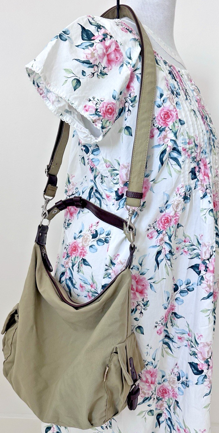 Eiko Collection/Robert Pietri Olive Nylon/Brown Leather Crossbody/Transformer GC
