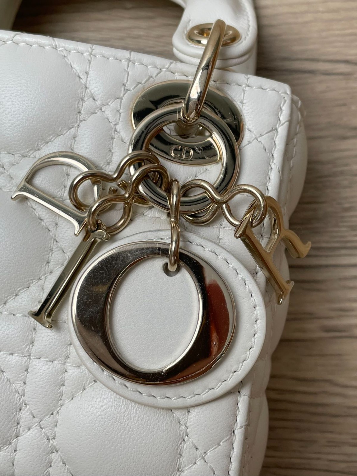 DIOR Lady Ultra Mini 12cm White Lambskin Shoulder Bag