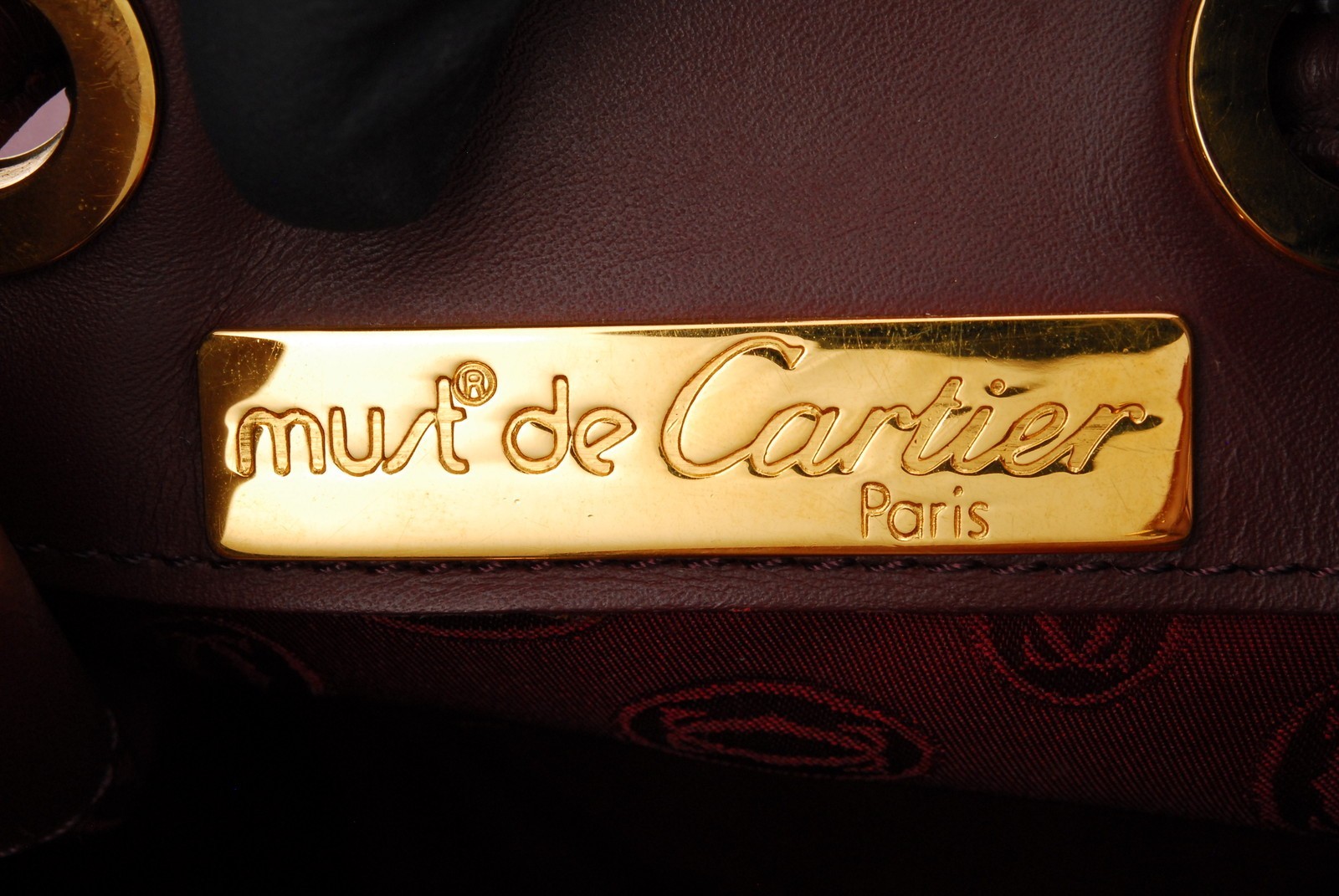 Cartier Must de Cartier Shoulder Bag Crossbody Leather Bordeaux Vintage #1119