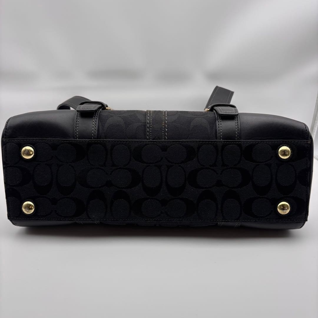 Coach Hampton Legacy Signature Canvas Flap Satchel Black Turn-Lock D0726-11060