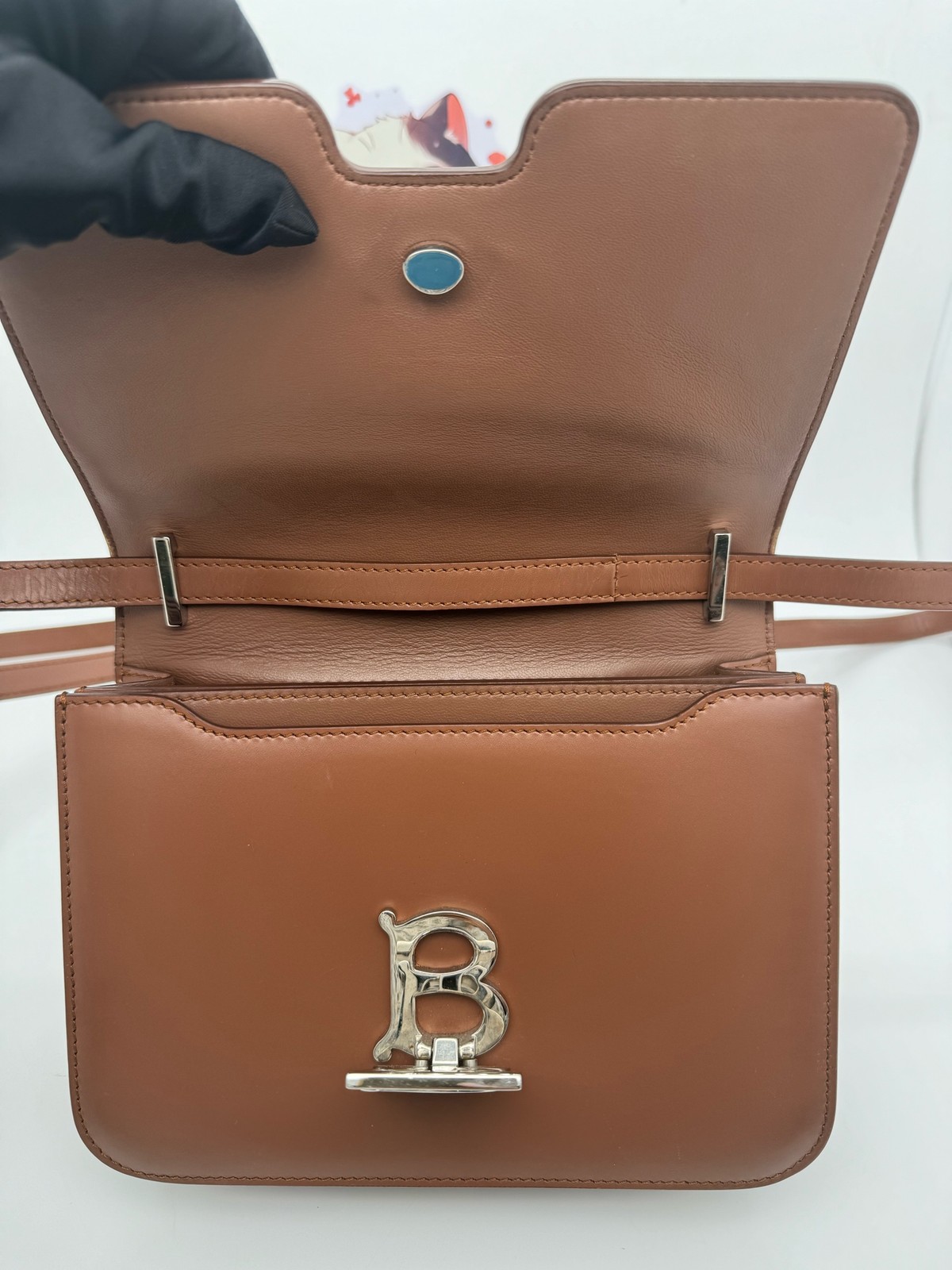 Burberry TB Series Normal Caramel Brown Box Calf Leather Shoulder Crossbody Bag