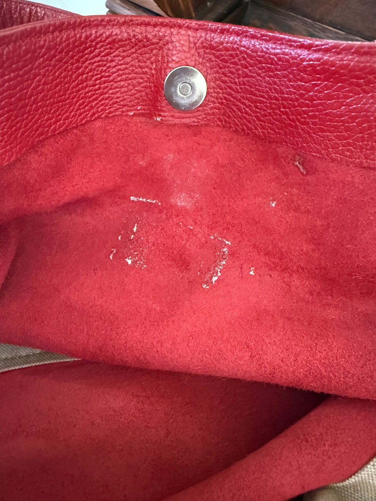 Leather Pebbled Red Maurizio Taiuti Large Market Tote
