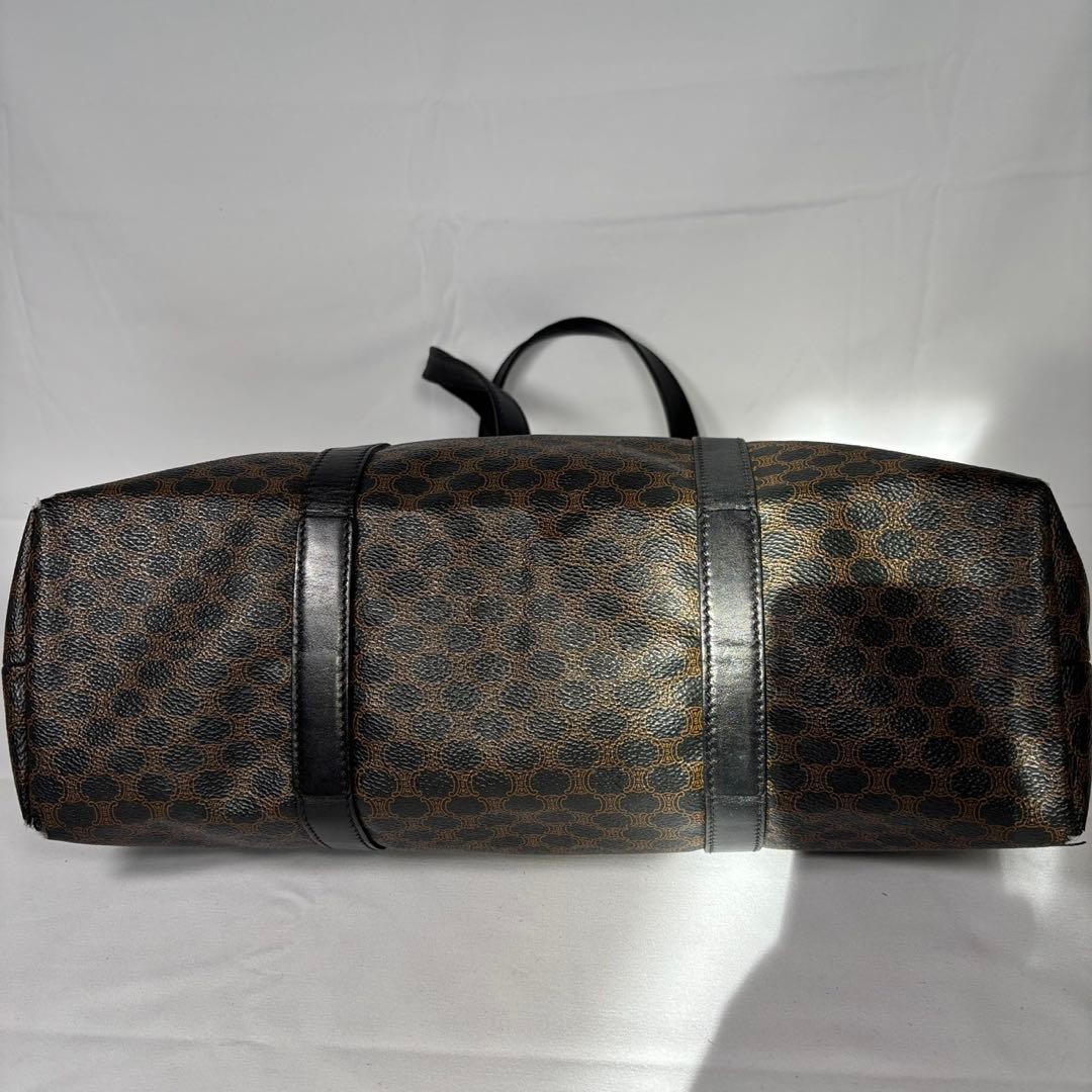 CELINE Vintage Macadam Triomphe Large Tote Bag Shoulder Purse Brown Leather