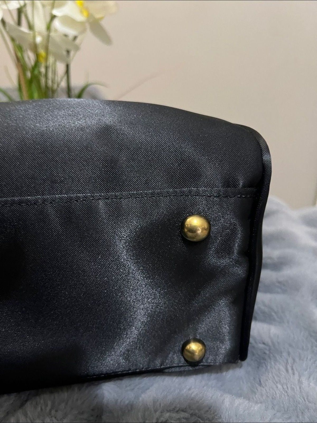 Valentino Sabatini Vintage Black Ostrich Leather/Satin Tote Bag EUC retail $120