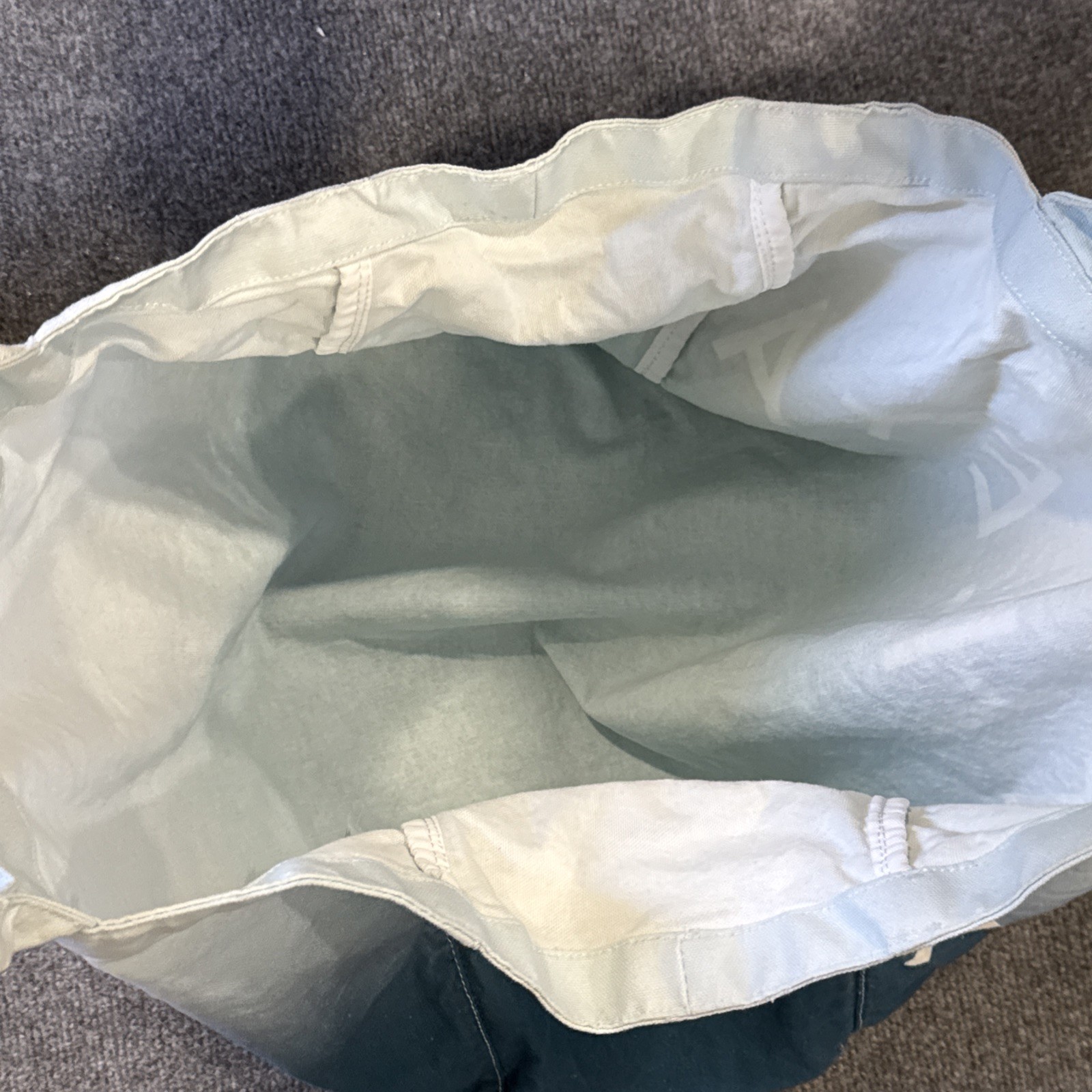 Athleta Canvas Tote Bag Dip Dye Blue Ombre Large Logo Gym Beach Shopping