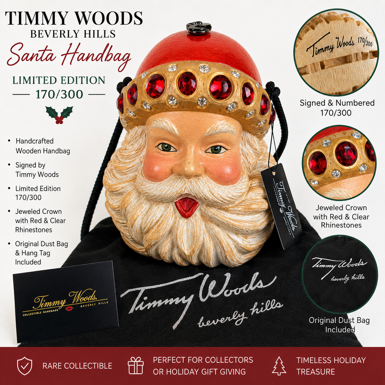 Rare Timmy Woods Beverly Hills Limited Edition Santa Handbag