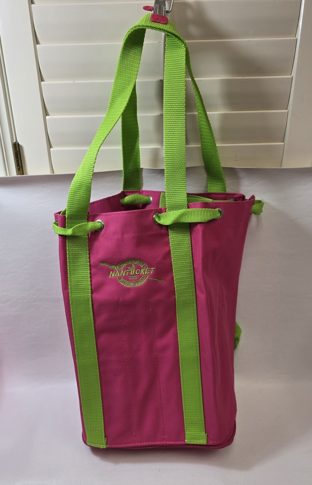 Reversible Knitting Bag Original Nantucket Diddy Bag Tall Pink Canvas