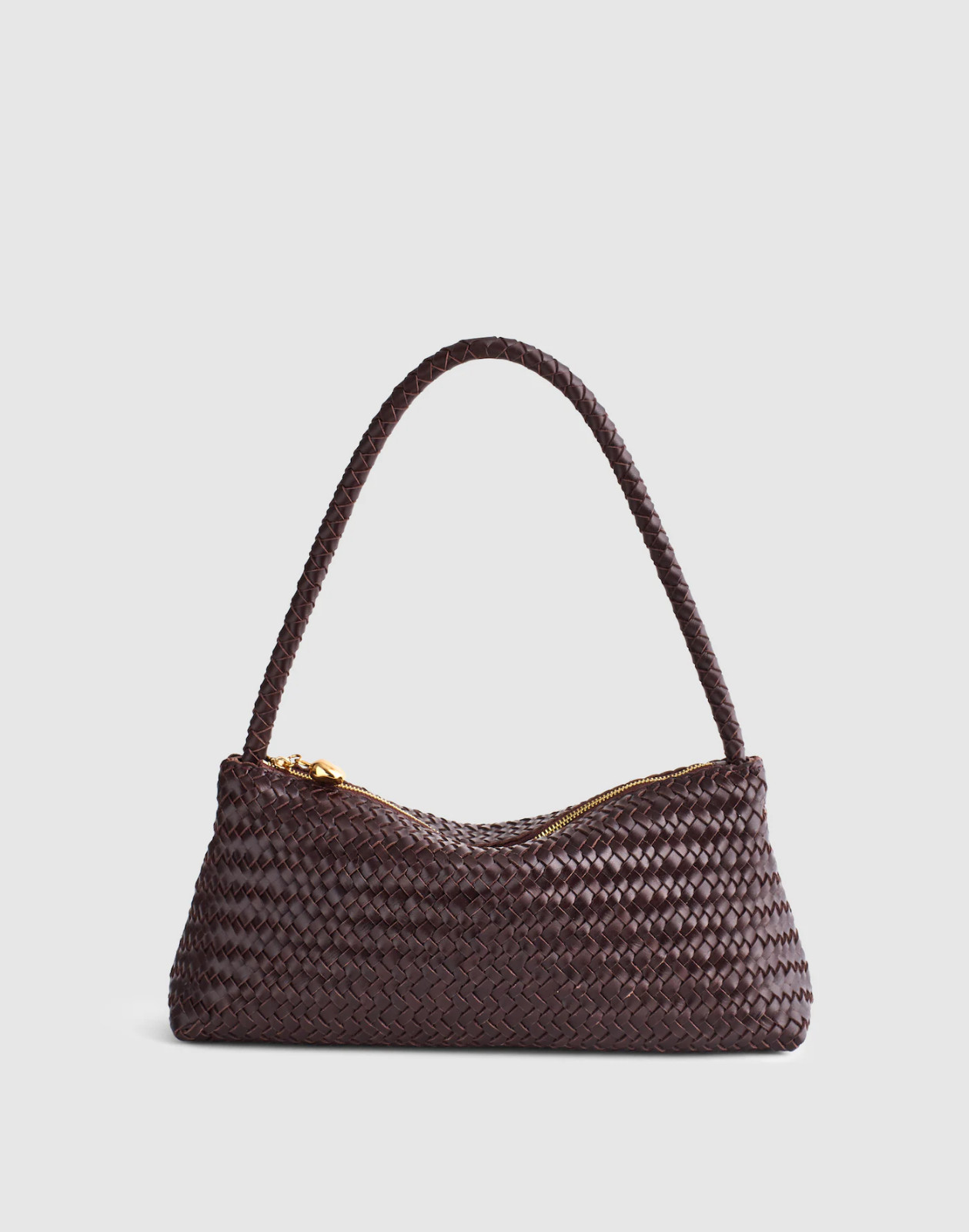 Madewell Signature Woven Mini Zip Shoulder Bag Coffee Bean Leather OA247