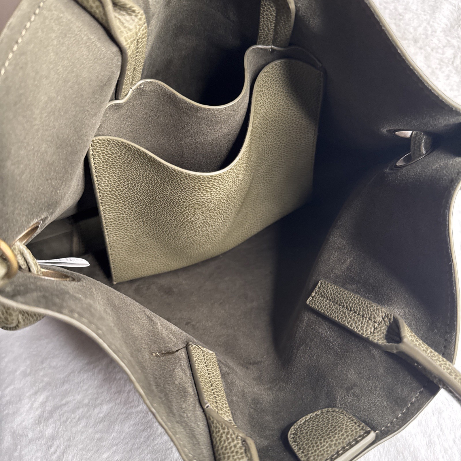 Deux Lux Large Faux Leather Tote Handbag Olive green w/o Strap
