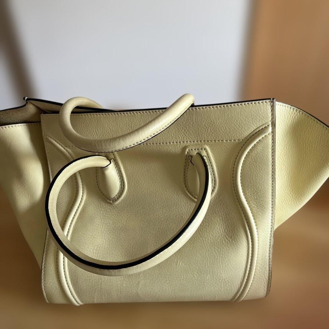 CELINE Tote Leather Luggage Phantom Authentic From Japan