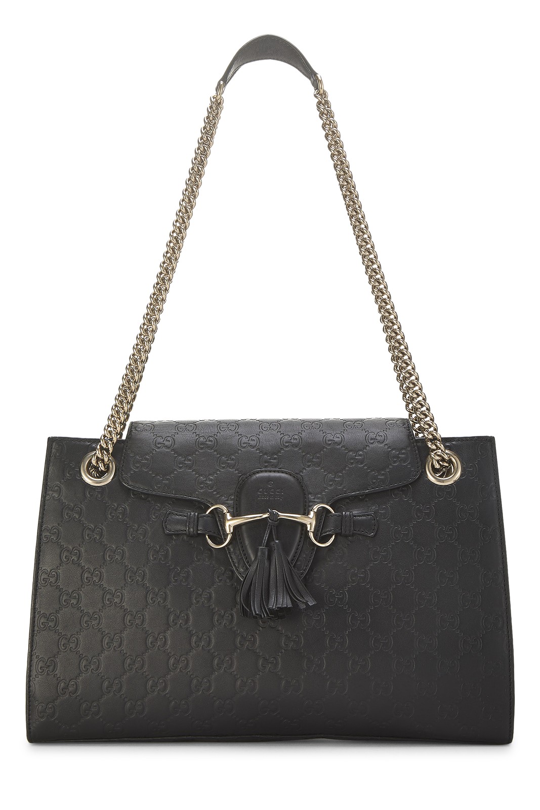 Gucci Black Guccissima Leather Emily Chain Shoulder Bag Large – WGACA