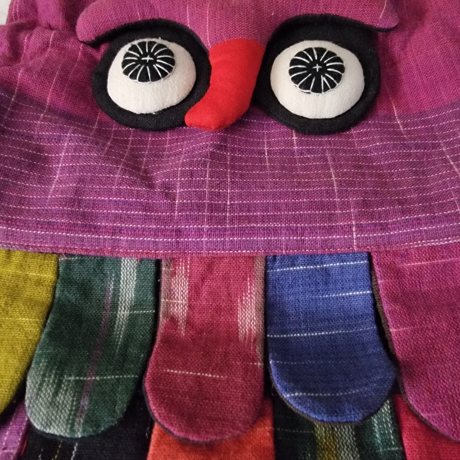 Artisan Made Boho Hand Stitched Multicolored Owl Crossboday With Cinch Top 15×11
