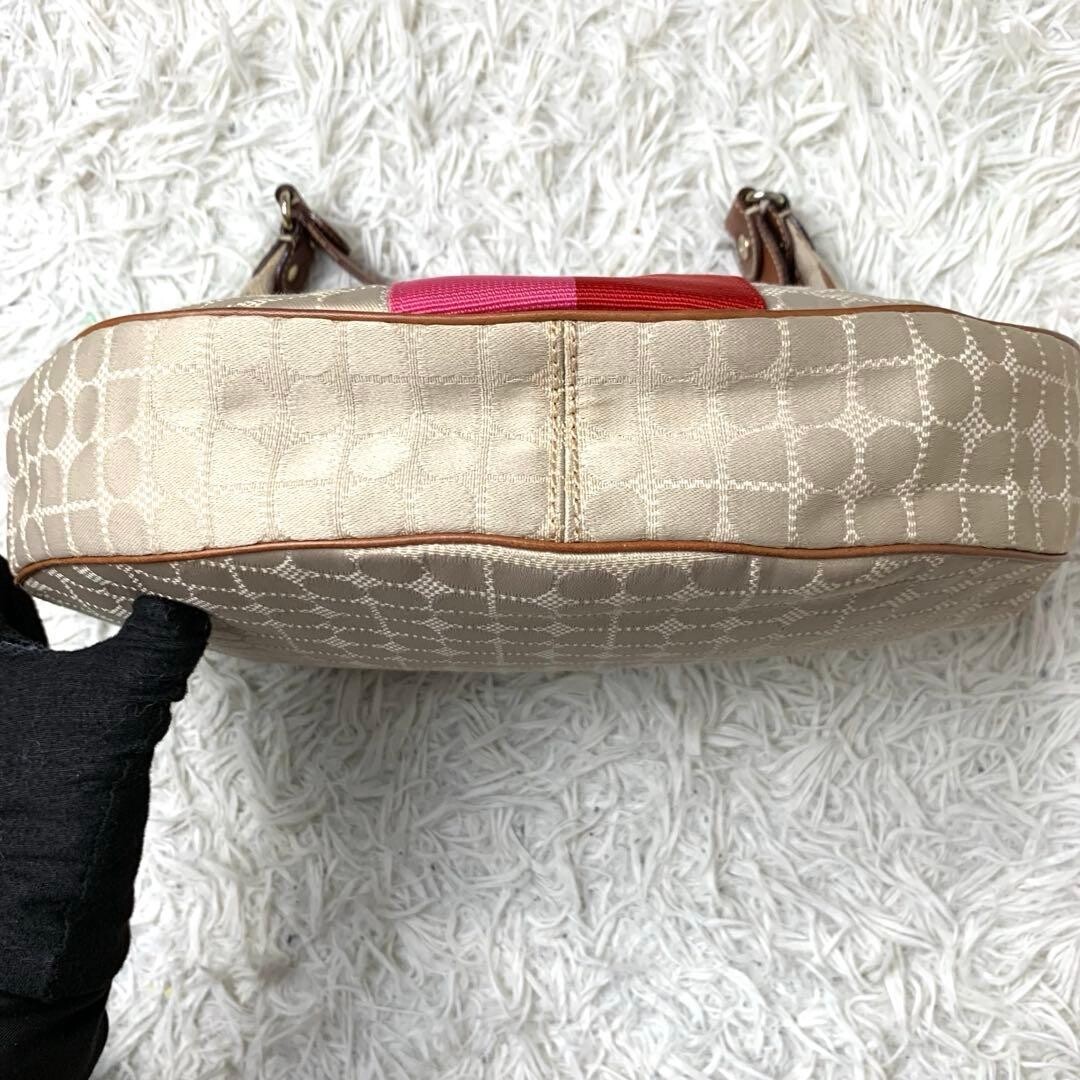 Kate Spade New York Beige Canvas Shoulder Bag Gold Logo 35cm Womens Tote