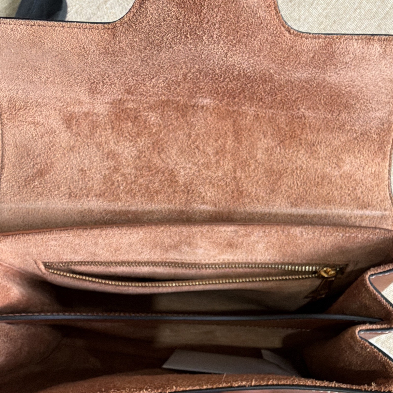 CELINE Brown Shoulder Bag Turn Lock Gold Hardware Wide Strap Inner Pockets