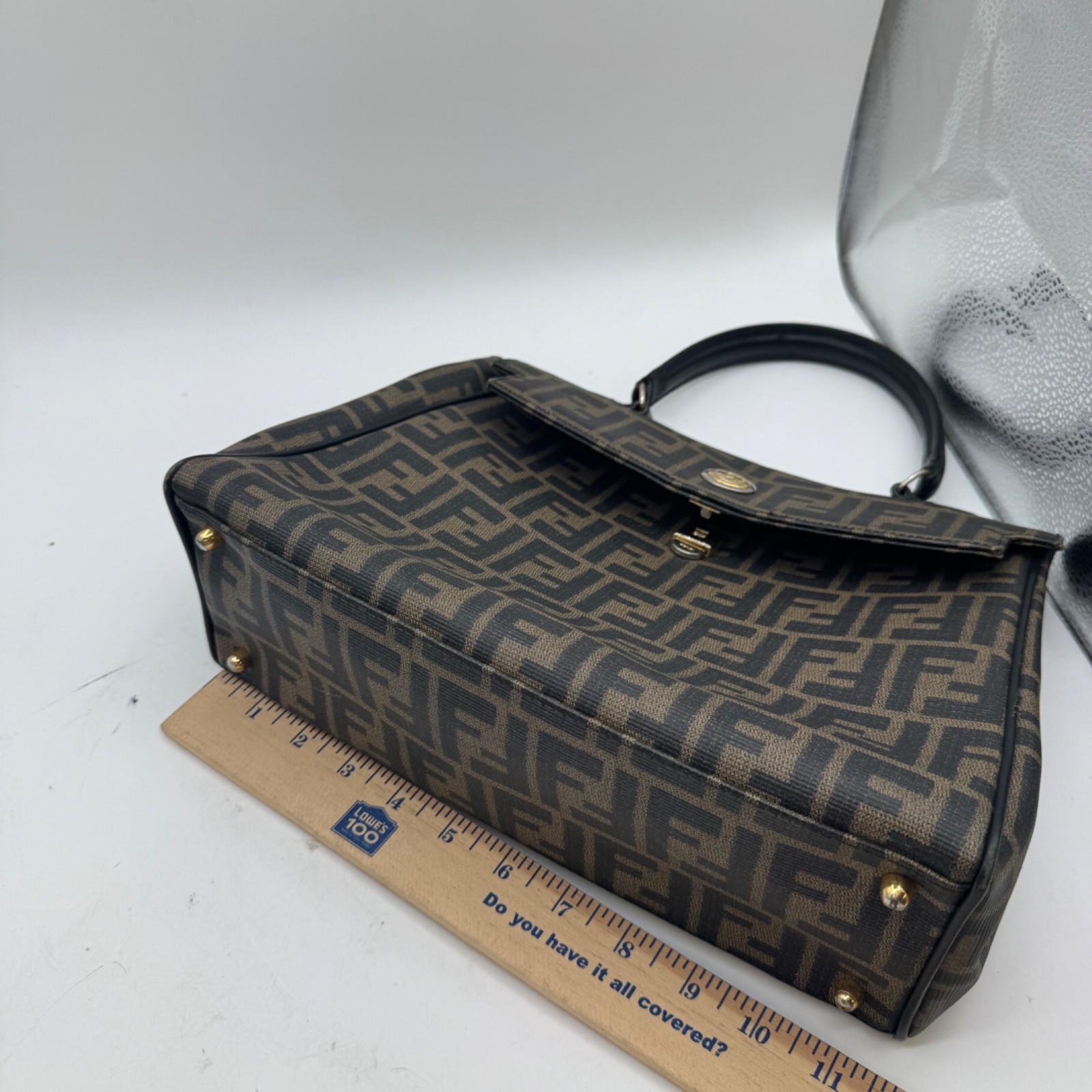 Vtg Fendi Satchel FF Monogram Zucca Coated Canvas 90’s Retro Designer Classic