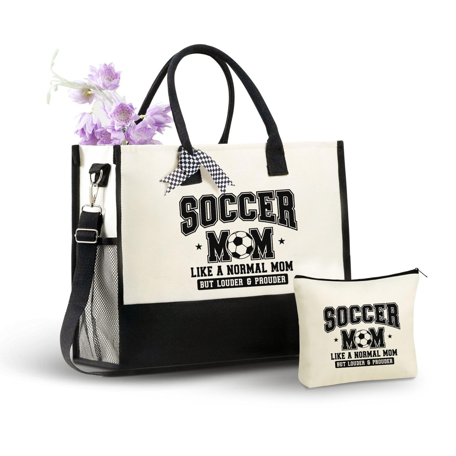 InnoBeta Soccer Mom Gifts Canvas Tote Bag, Bag with One Size, Natural