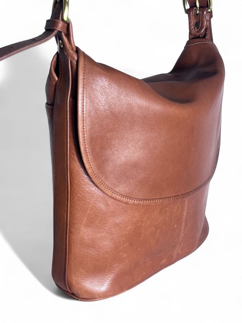 Vintage Old Coach 4115 Brown Leather Shoulder Bag Womens Handbag Made in USA