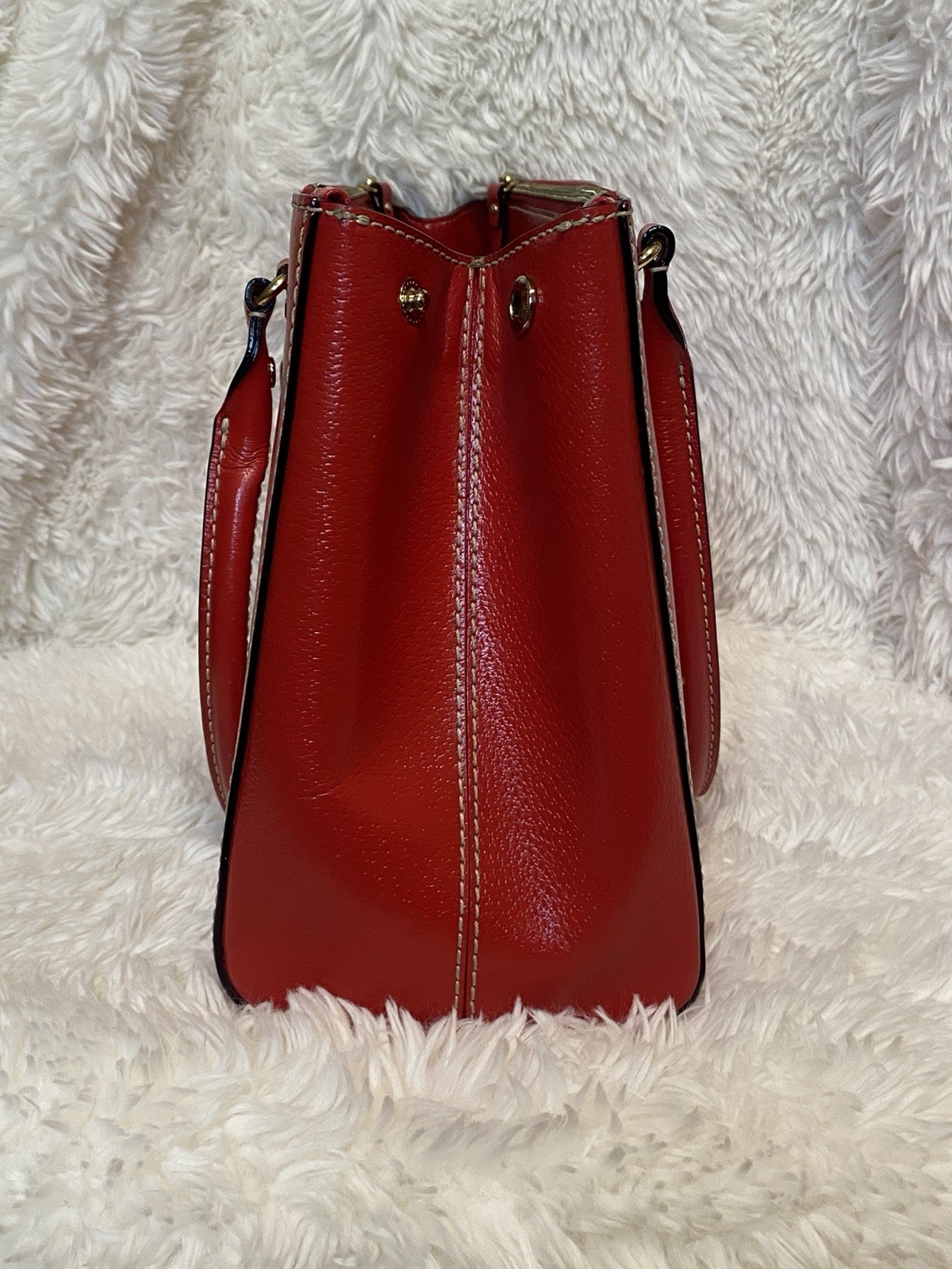kate spade new york Red Satchel/Top Handle Bag Zip Top Polka Dot Lining Dust