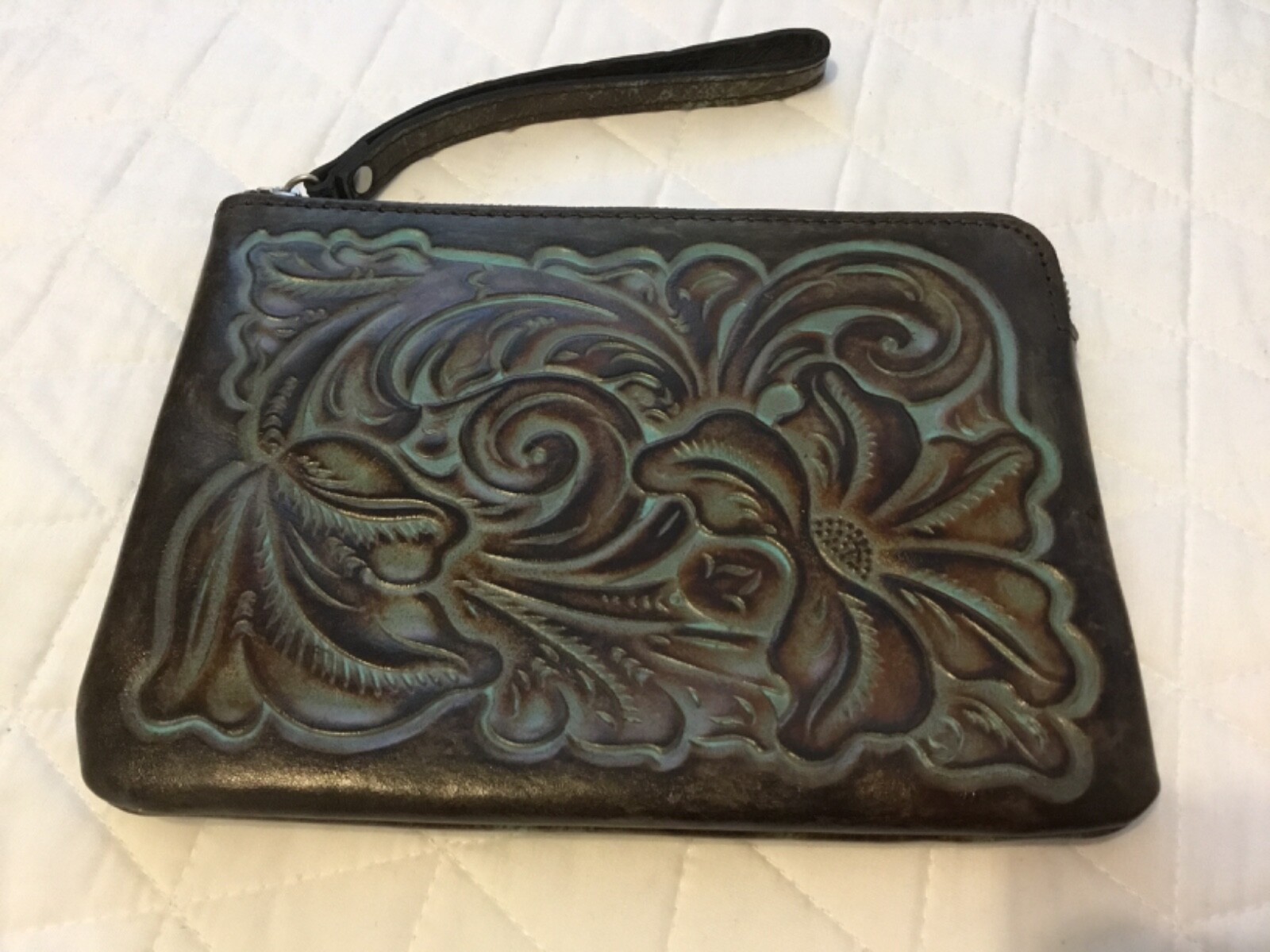 Patricia Nash Cassini Turquoise Leather Wristlet